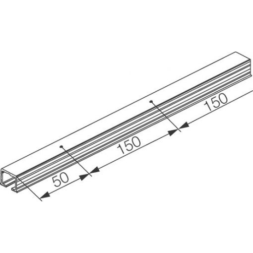 Einfachlaufschiene Hawa, gelocht, Modell C, Nr. 053.3325 | Möbelschiebetüren einliegend