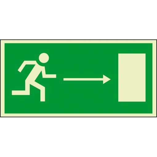 Rettungszeichen „Rettungsweg/Notausgang rechts“, nachleuchtend | Schutzschilder, Warnhinweise