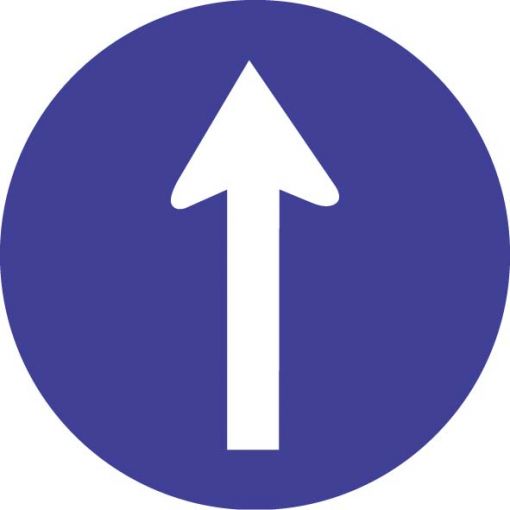 Vorschriftszeichen § 52/15d „Vorgeschriebene Fahrtrichtung gerade“ | Baustellenverkehrszeichen, Straßenverkehrszeichen