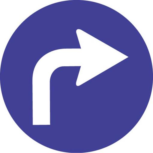 Vorschriftszeichen § 52/15e „Vorgeschriebene Fahrtrichtung rechts“ | Baustellenverkehrszeichen, Straßenverkehrszeichen