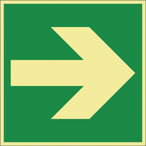 Rettungszeichen „Richtungspfeil“, nachleuchtend | Schutzschilder, Warnhinweise