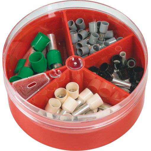 Sortimentsbox Aderendhülsen isoliert, W-Farbcode, 4–16 mm² | Kabelschuhe, Aderendhülsen, Verbinder