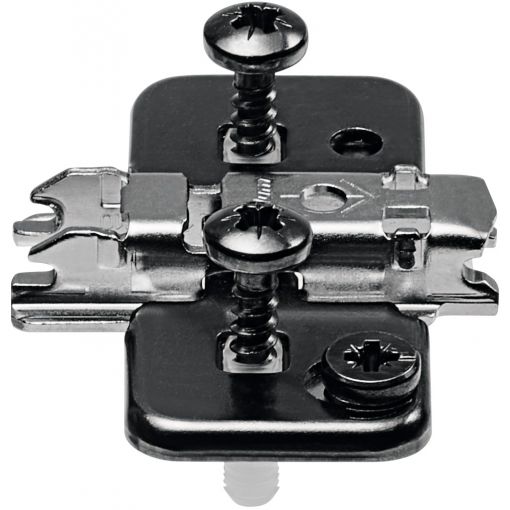 CLIP-Kreuzmontageplatte Stahl, EXPANDO, mit Exzenter | Topfbänder, Scharniere