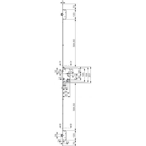 Panik-Mehrfachverriegelungsschloss Secury 2116, Funktion E, für 1-flügelige Türen, mit Kurzstulp rund | Schlösser, Zylinder