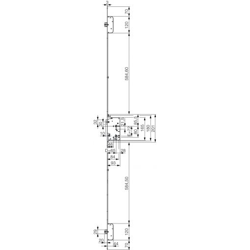Panik-Mehrfachverriegelungsschloss Secury 2119, Funktion E, für 2-flügelige Türen, mit Kurzstulp rund | Schlösser, Zylinder