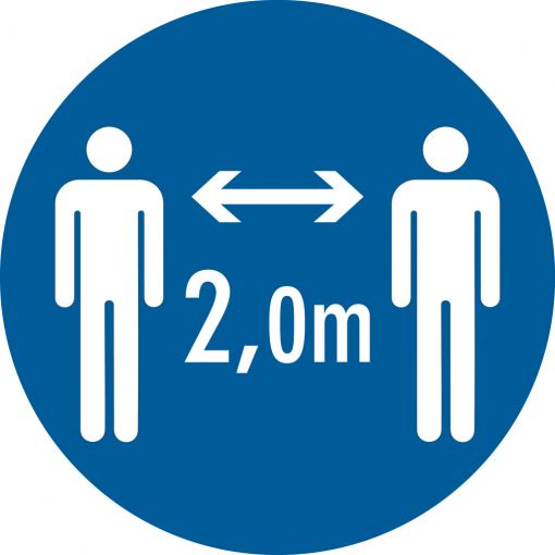 Gebotsschild „Distanz von mind. 2 Meter einhalten“ | Schutzschilder, Warnhinweise