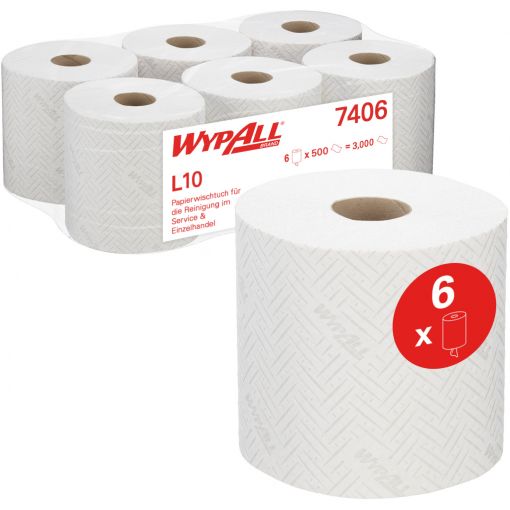 Wischtuch WypAll® L10, Zentralentnahme, für Reach PLUS™ und Roll Control™ | Wischtücher, Putzpapier