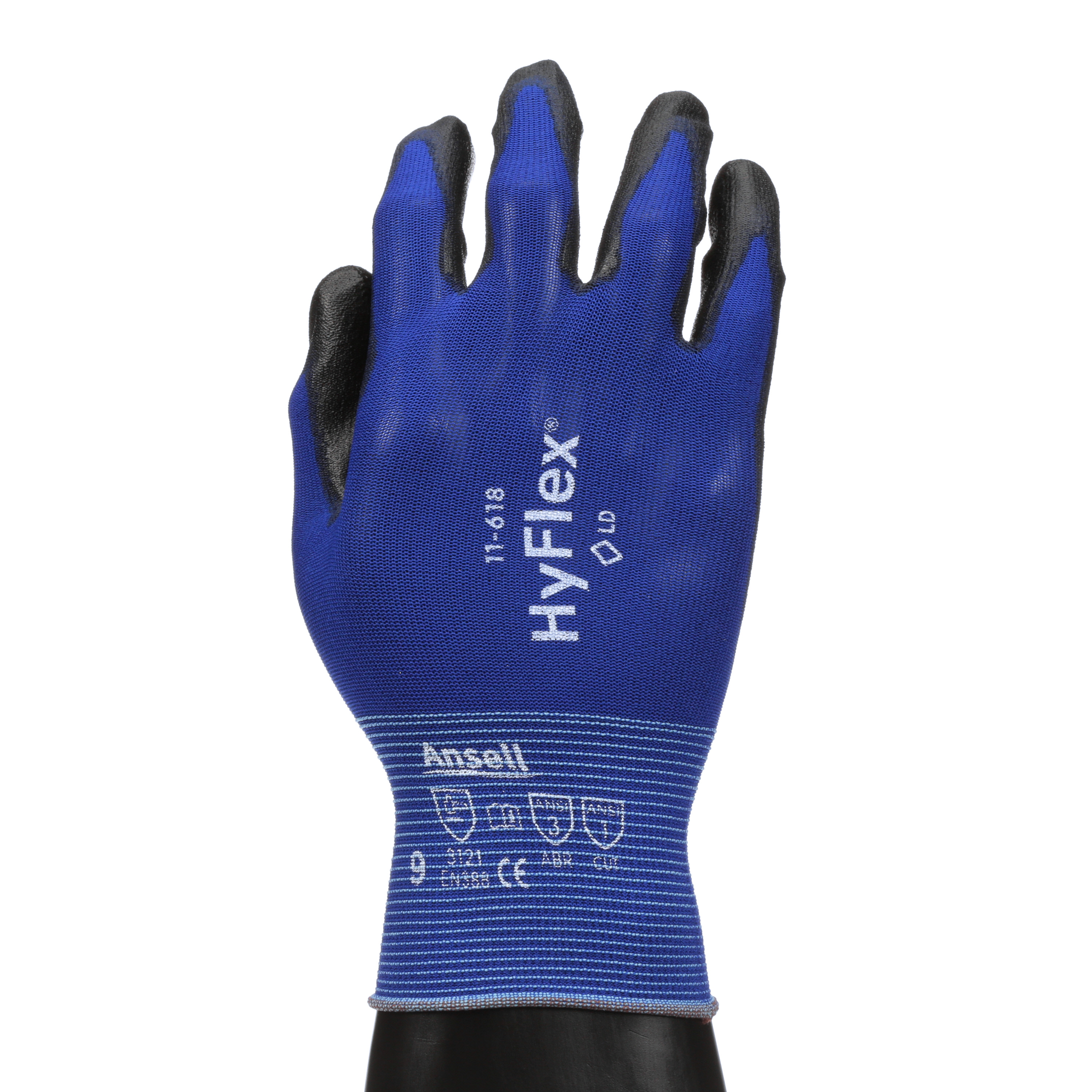 10 Gr ANSELL Montage-Handschuh HyFlex 11-618,blau/schwarz 