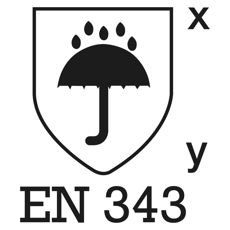 ICON mit Regegnschirm und Tropfen als Regenschutz nach DIN EN 343